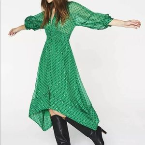 **SOLD** Cyana Metallic Dot Smock Waist Dress